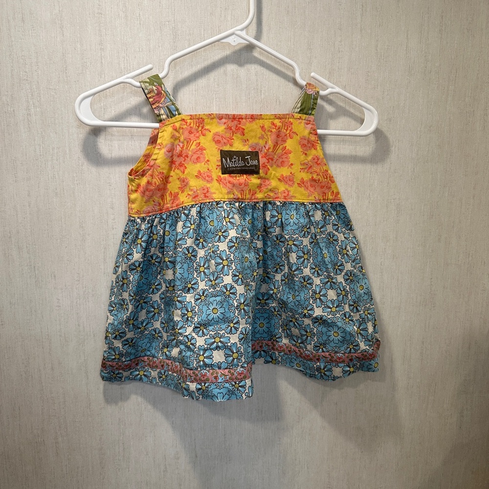 Matilda Jane VINTAGE Kids Floral Tank Top - Yellow and Blue